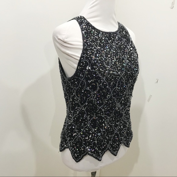 Adrianna Papell Size M Black Silk Blouse Cocktail - Picture 3 of 8